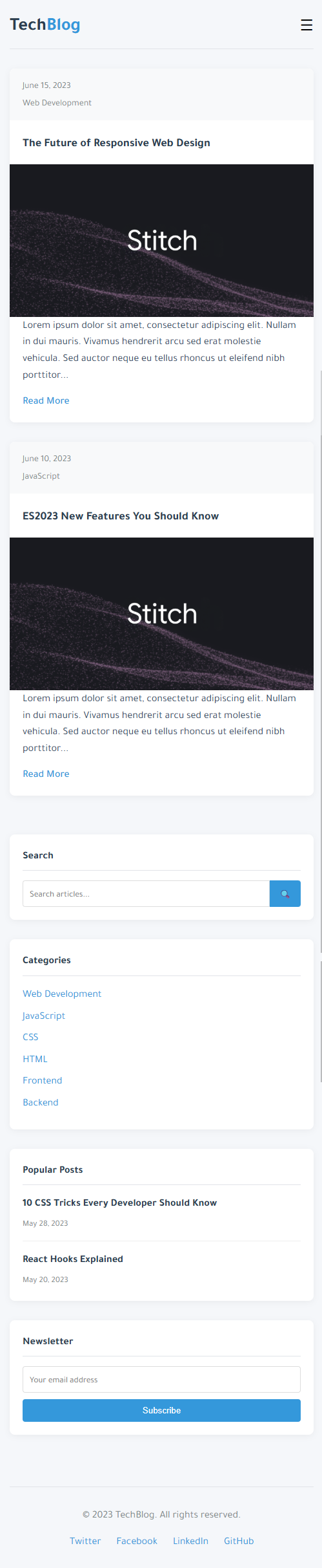 Responsive Tech Blog Template - HTML, CSS & JavaScript (Free Download)